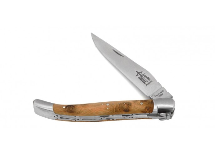 Laguiole Forged folding knife, double plates, 12 cm juniper wood handle, matt finish