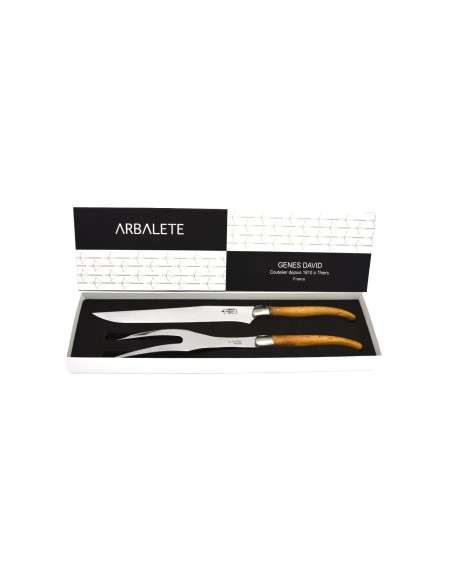 Laguiole carving set, juniper wood handle, matt finish