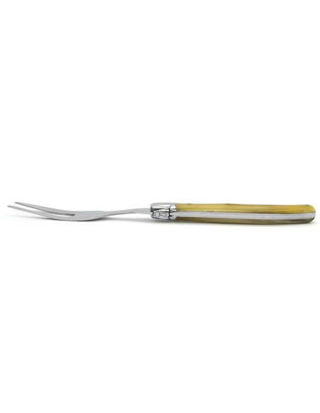 Laguiole cheese set, 12 cm blonde horn handle, shiny finish