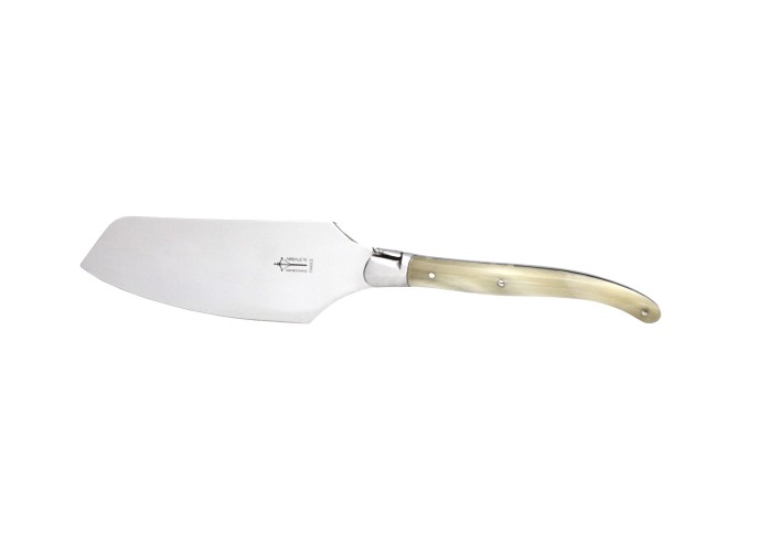 Pelle à tarte Laguiole, manche en pointe de corne blonde de 12 cm, finition brillant
