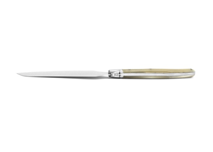 Pelle à tarte Laguiole, manche en pointe de corne blonde de 12 cm, finition brillant