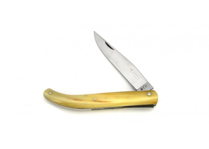 Basque Yatagan folding knife, blond horn tip handle
