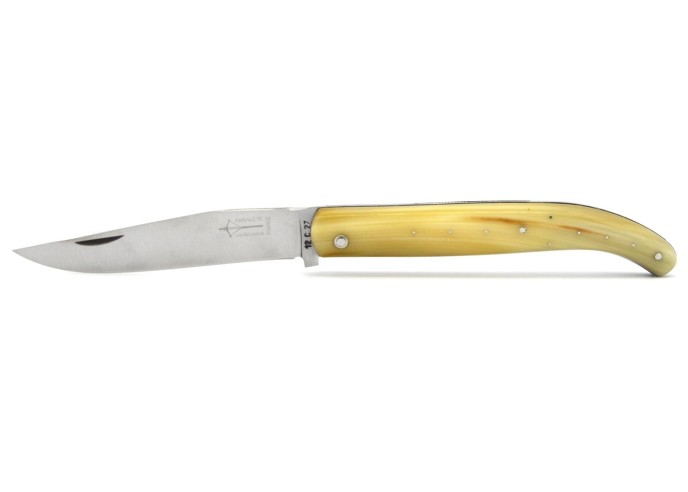 Basque Yatagan folding knife, blond horn tip handle