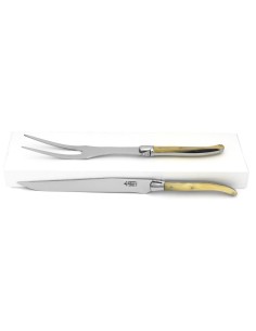 Laguiole cutting service, 12 cm blonde horn tip handle, shiny finish