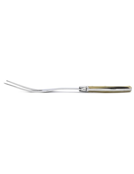 Service à découper Laguiole, manche en pointe de corne blonde de 12 cm, finition brillant