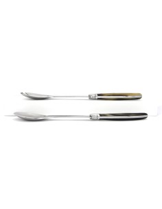 Laguiole salad set, 12 cm blonde horn tip handle, shiny finish finish