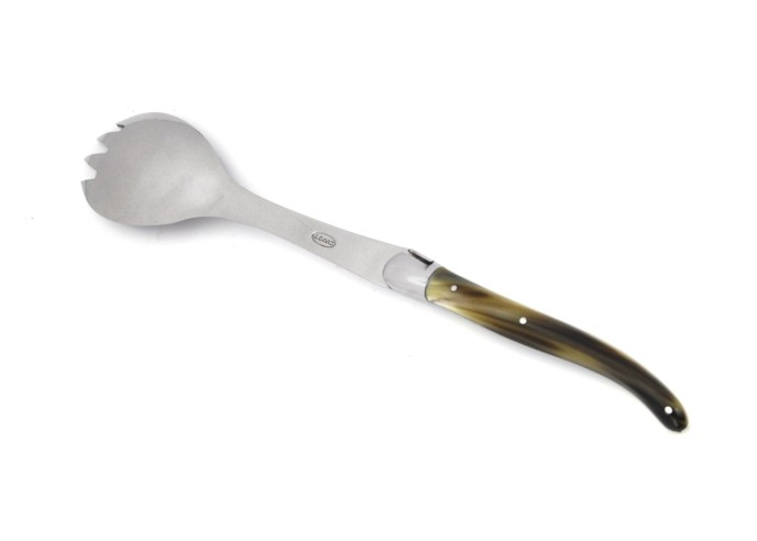 Laguiole salad set, 12 cm blonde horn tip handle, shiny finish finish