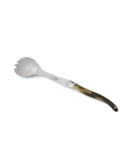 Laguiole salad set, 12 cm blonde horn tip handle, shiny finish finish