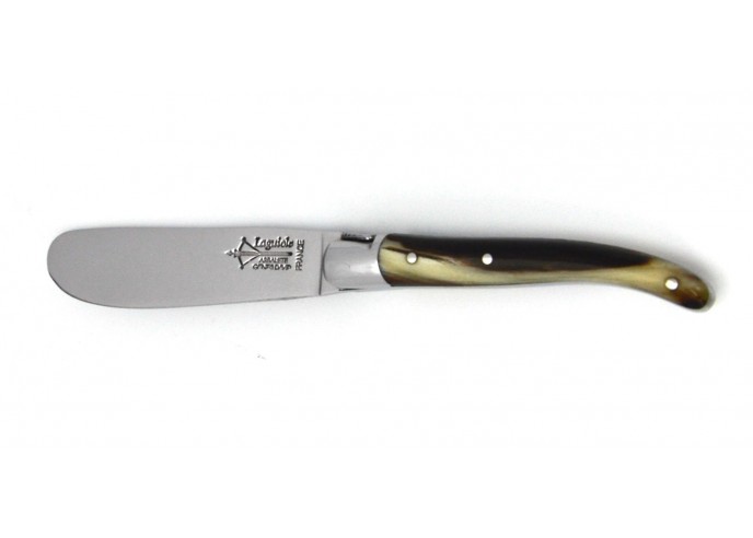 Laguiole spreader, 8 cm blonde horn tip handle, shiny finish