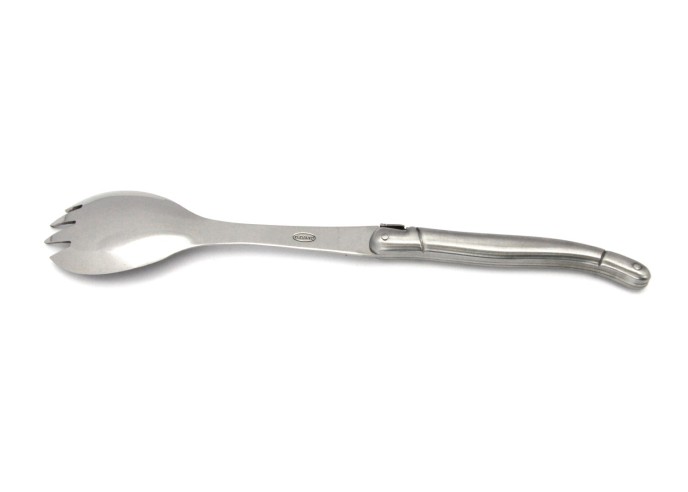 Service à salade Laguiole, manche tout inox finition mat, lavable en machine