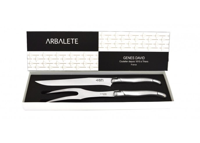 Laguiole carving knife set, 12 cm full inox handle, matt finish