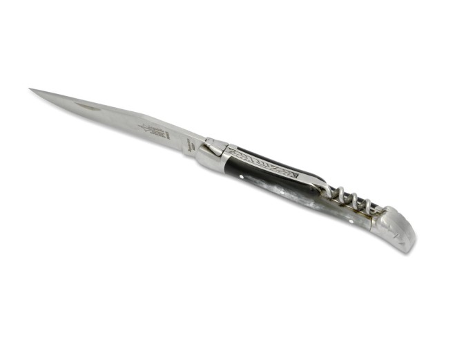 Laguiole Antan folding knife, blade & corkscrew, zebu's horn handle