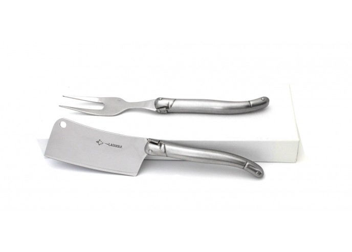 Laguiole cheese knife set, 12 cm full inox handle, matt finish