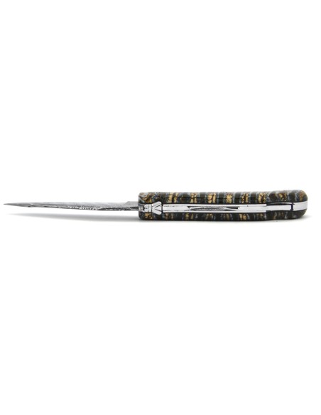 Laguiole folding knife Grande Nature Damascus blade, 12 cm mammoth molar handle, shiny finish
