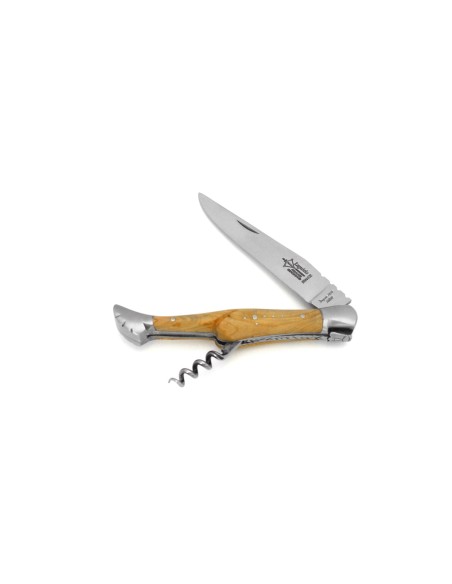 Laguiole Prestige folding knife, blade & corkscrew, juniper wood handle