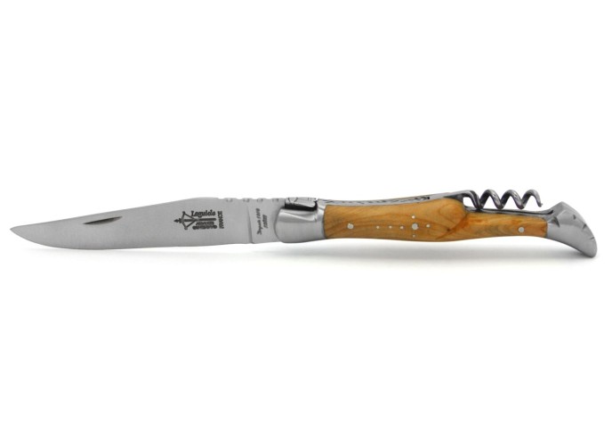 Laguiole Prestige folding knife, blade & corkscrew, juniper wood handle