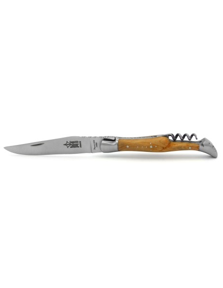 Laguiole Prestige folding knife, blade & corkscrew, juniper wood handle