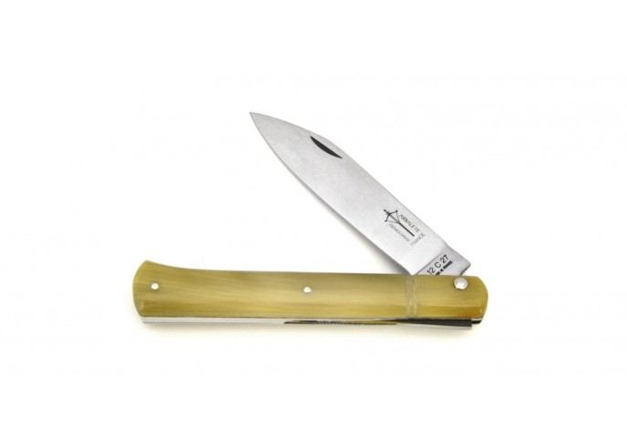 Roquefort folding knife, blond horn tip handle