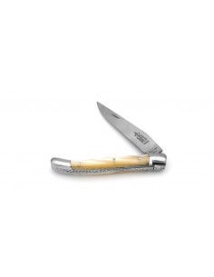 Laguiole folding knife, 11 cm pearly white acrylic handle, shiny finish