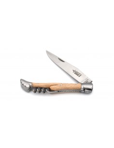 Laguiole folding knife, corkscrew & blade 12 cm,  maple wood handle with matt finish
