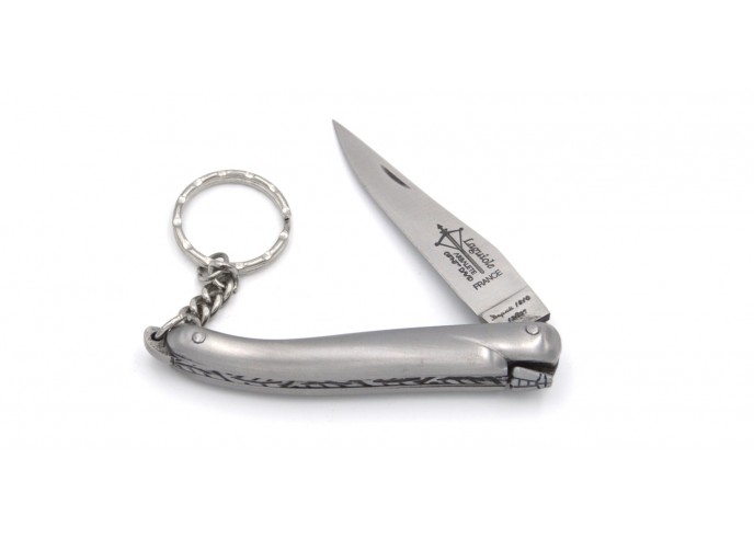 Laguiole keychain, 8 cm all stainless steel handle with matt finish