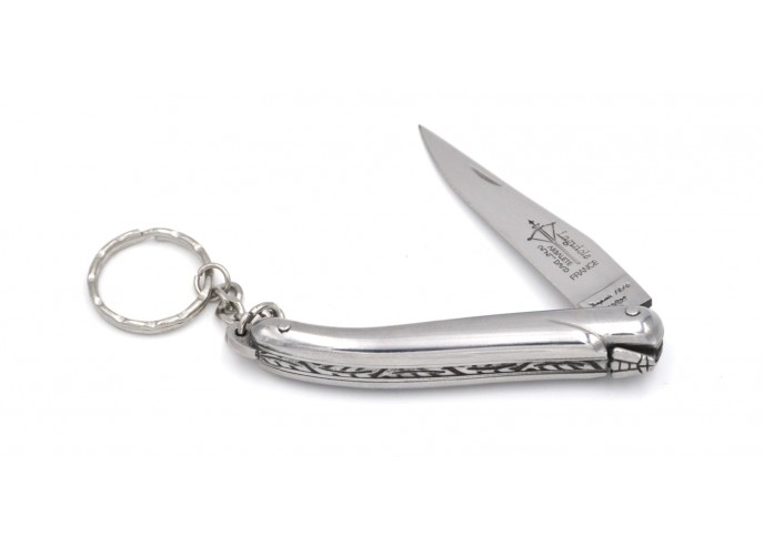 Laguiole keychain, 8 cm stainless steel handle with shiny finish