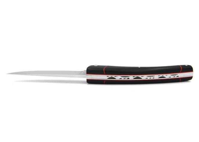 Le Thiers ® Prestige folding knife, 12 cm ebony wood handle with 2 falses bolsters, shiny finish