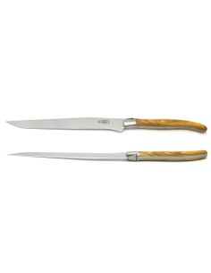Laguiole cutting knife, 12 cm olive wood handle, matt finish