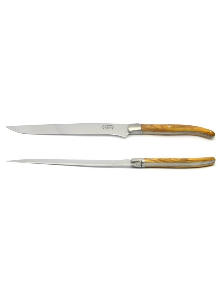 Laguiole cutting knife, 12 cm olive wood handle, matt finish