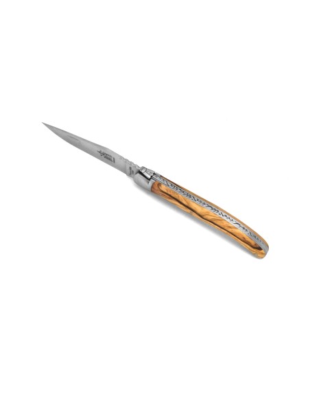Laguiole Prestige folding knife, 12 cm olive wood handle, matt finish