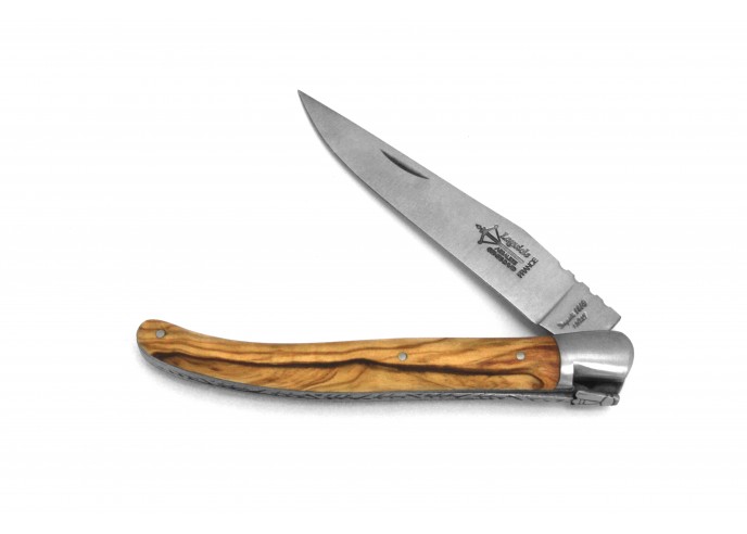Laguiole Prestige folding knife, 12 cm olive wood handle, matt finish