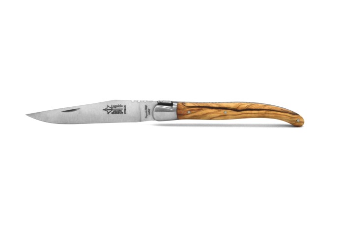 Laguiole Prestige folding knife, 12 cm olive wood handle, matt finish