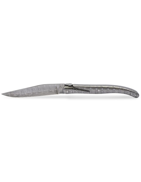 Laguiole Forgé Collection, plein manche de 12cm, tout Damas inox