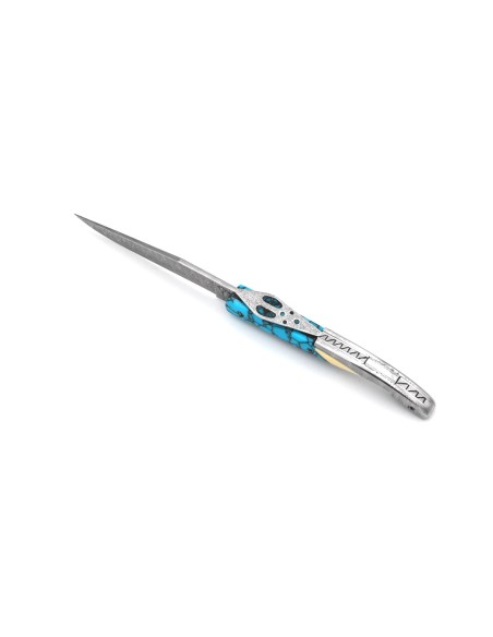 Laguiole Collection, Joyaux de la Couronne, manche en turquoise de 12 cm, finition mat