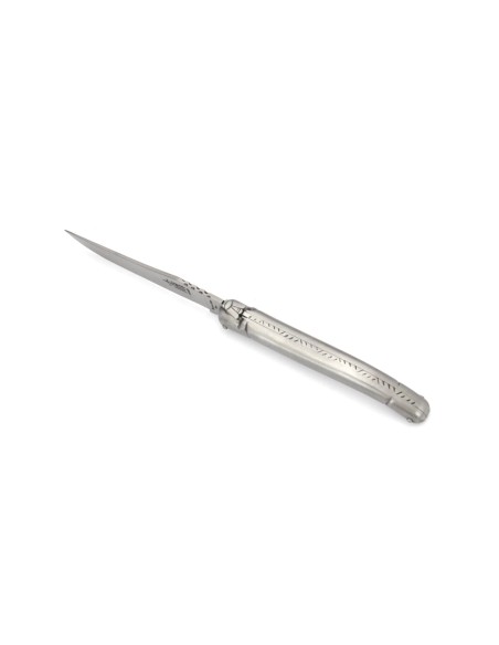 6 original Laguiole steak knives of 23 cm, full matt stainless steel finish, dishwasher safe
