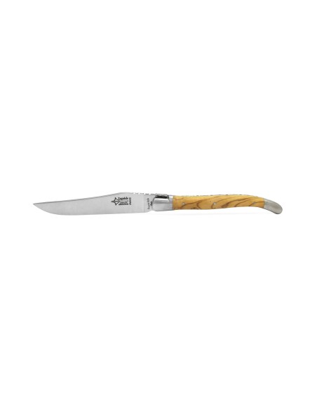 Box of 2 steak knives Laguiole Prestige, olive wood handle, matt finish