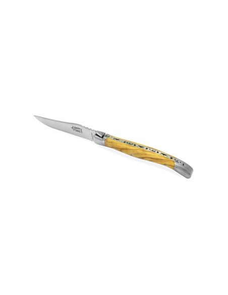 Box of 2 steak knives Laguiole Prestige, olive wood handle, matt finish