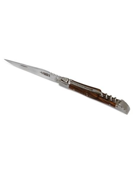 Laguiole Prestige folding knife, blade & corkscrew, walnut wood handle