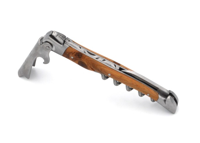 Laguiole wine opener Prestige, 12 cm juniper wood handle, matt finish