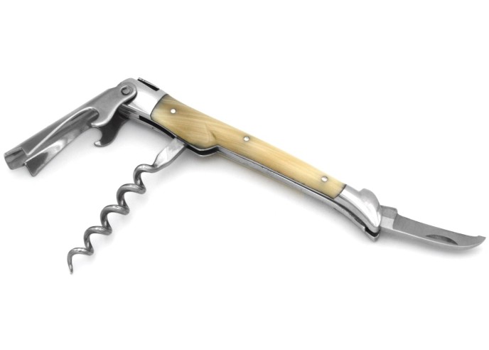 Sommelier Laguiole Prestige, manche en pointe de corne blonde de 12 cm, finition brillant