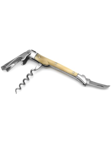 Sommelier Laguiole Prestige, manche en pointe de corne blonde de 12 cm, finition brillant