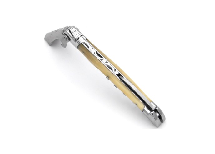 Sommelier Laguiole Prestige, manche en pointe de corne blonde de 12 cm, finition brillant