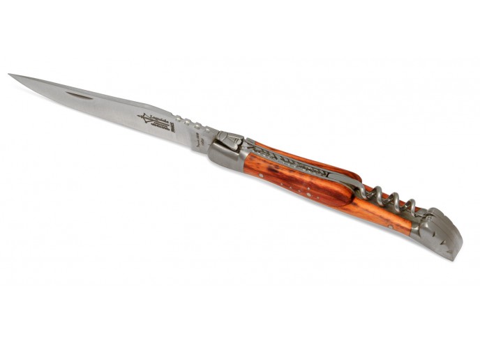 Laguiole Prestige folding knife, blade & corkscrew, 12 cm rosewood handle, matt finish