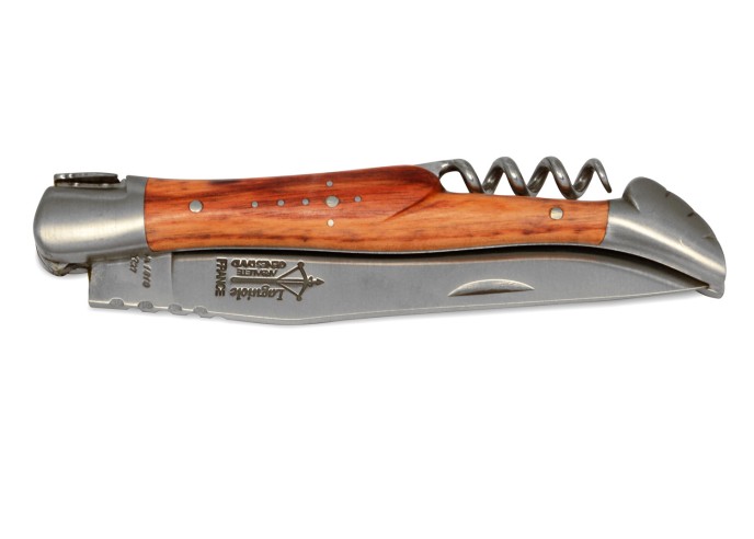 Laguiole pliant Prestige, lame & tire-bouchon, manche en bois de rose