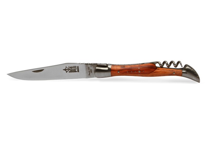 Laguiole pliant Prestige, lame & tire-bouchon, manche en bois de rose