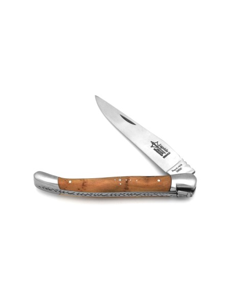 Laguiole Prestige folding knife, 12 cm juniper wood handle, matt finish