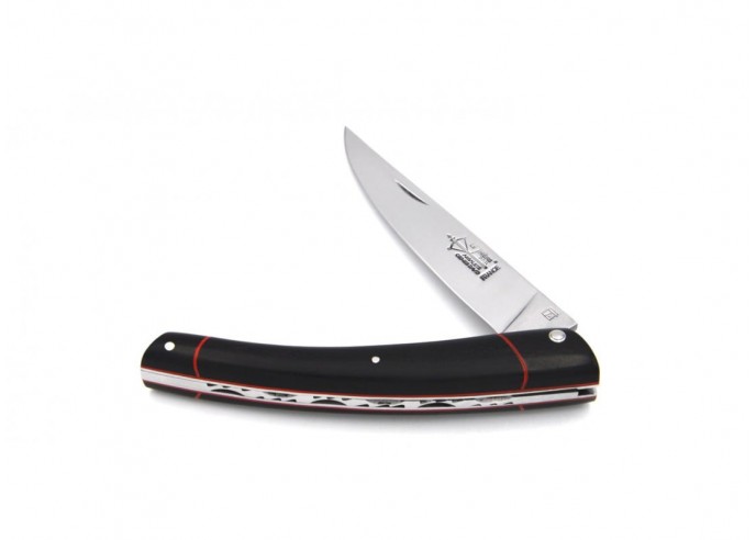 Le Thiers ® Prestige folding knife, 12 cm ebony wood handle with 2 falses bolsters, shiny finish