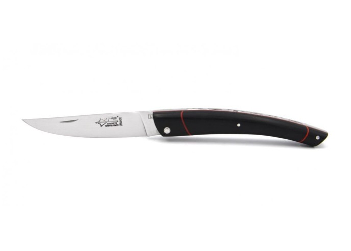 Le Thiers ® Prestige folding knife, 12 cm ebony wood handle with 2 falses bolsters, shiny finish