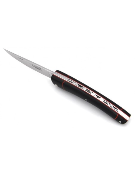 Le Thiers ® Prestige folding knife, 12 cm ebony wood handle with 2 falses bolsters, shiny finish