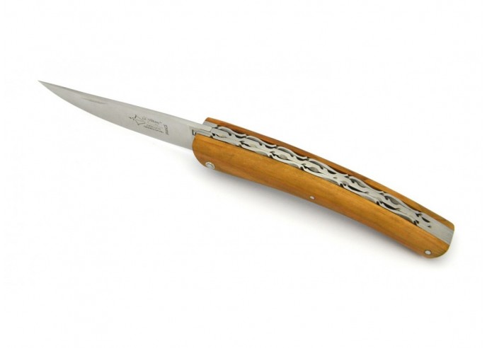 Le Thiers ® folding knife Prestige, double plates, 12 cm olive wood  handle, matt finish